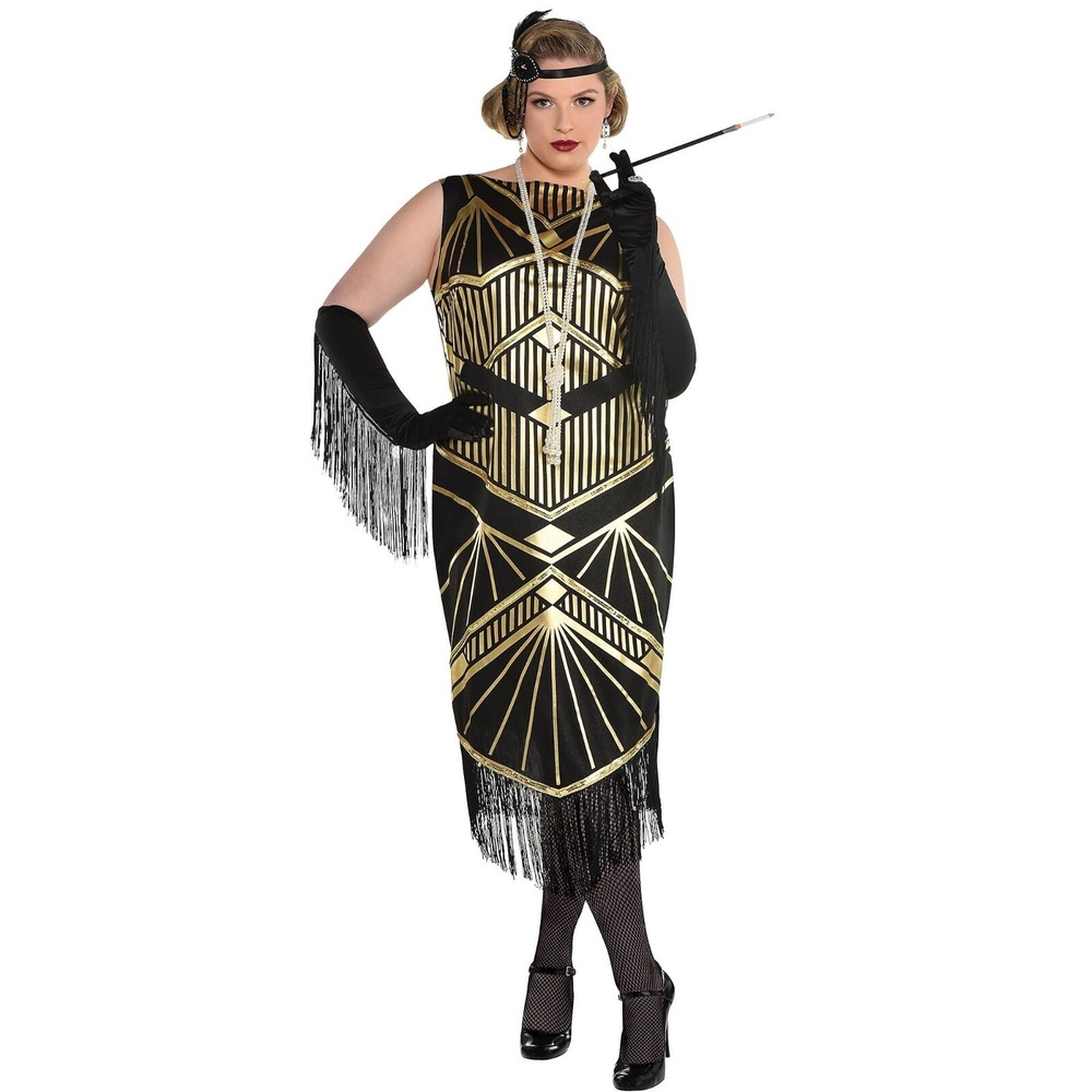 Amscan Black and Gold Art Deco Midi Dress